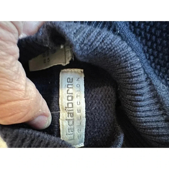 Vintage Liz Claiborne Black Merino Wool Long Sleeve Mock Neck Sweater Size M - Picture 11 of 11